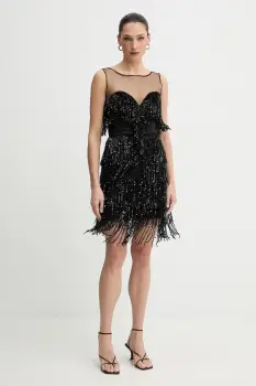 Bardot rochie culoarea negru, mini, drept, 60271DB imagine