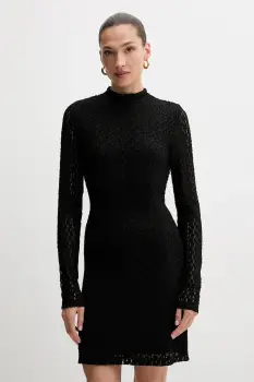 Bardot rochie culoarea negru, mini, evazati, 57152DB1 imagine