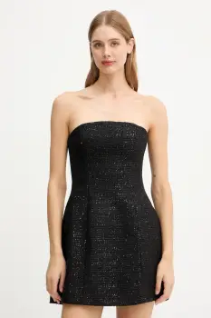 Bardot rochie culoarea negru, mini, evazati, 59333DB9 imagine