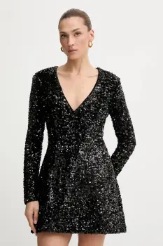 Bardot rochie culoarea negru, mini, evazati, 60054DB imagine