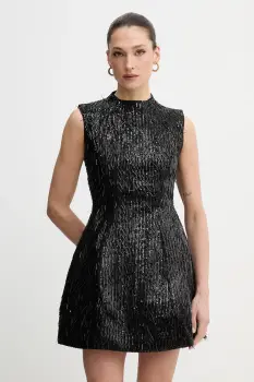 Bardot rochie culoarea negru, mini, evazati, 60202DB imagine