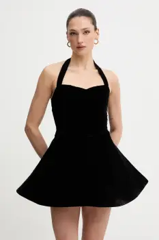 Bardot rochie culoarea negru, mini, evazati, 60215DB imagine