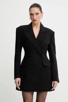 Bardot rochie culoarea negru, mini, mulata, 60128DB imagine