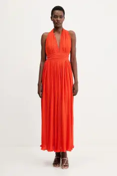 Bardot rochie culoarea portocaliu, maxi, evazati, 60031DB imagine