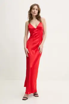 Bardot rochie culoarea rosu, maxi, drept, 57516DB7 imagine