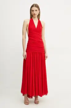 Bardot rochie culoarea rosu, maxi, evazati, 59835DB imagine