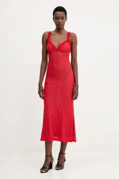 Bardot rochie culoarea rosu, maxi, evazati, 59964DB imagine