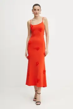 Bardot rochie culoarea rosu, midi, drept, 59301DB imagine