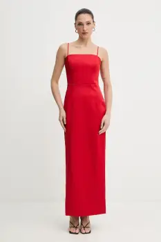 Bardot rochie culoarea rosu, midi, drept, 60179DB imagine