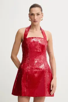 Bardot rochie culoarea rosu, mini, evazati, 59857DB2 imagine