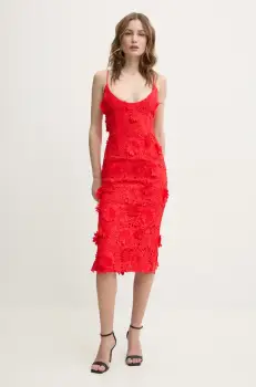 Bardot rochie culoarea rosu, mini, mulata, 59747DB imagine