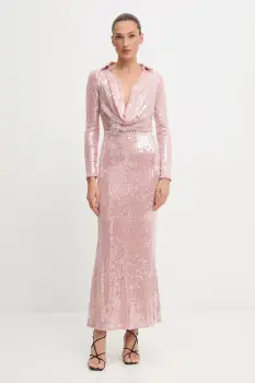 Bardot rochie culoarea roz, maxi, evazati, 59613DB2 imagine