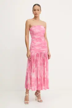 Bardot rochie culoarea roz, maxi, evazati, 59875DB1 imagine