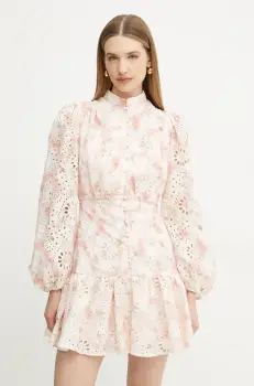 Bardot rochie culoarea roz, mini, evazati, 57809DB2 imagine