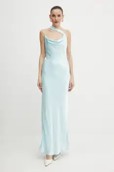 Bardot rochie culoarea turcoaz, maxi, mulata, 59789DB imagine