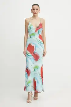 Bardot rochie culoarea turcoaz, maxi, mulata, 59870DB imagine