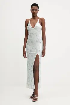 Bardot rochie culoarea turcoaz, maxi, mulata, 59956DB imagine