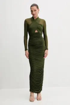 Bardot rochie culoarea verde, maxi, mulata, 60119DB imagine