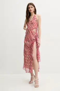 Bardot rochie CYREL culoarea roz, maxi, evazati, 59760DB imagine