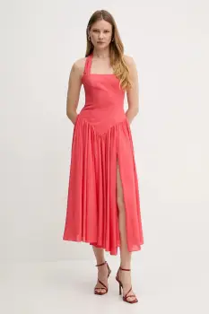 Bardot rochie din amestec de in culoarea roz, maxi, evazati, 59803DB1 imagine