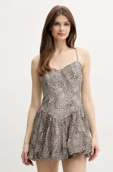 Bardot rochie din amestec de in LISSETT culoarea bej, mini, evazati, 59794DB1 imagine