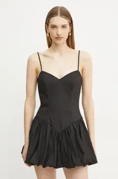 Bardot rochie din bumbac culoarea negru, mini, evazati, 59794DB imagine