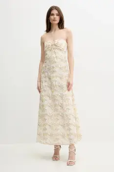 Bardot rochie din bumbac LORA culoarea alb, maxi, evazata, 59245DB2 imagine