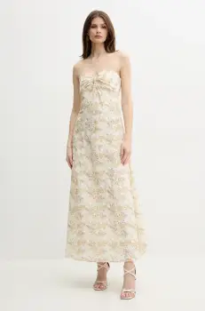 Bardot rochie din bumbac LORA culoarea alb, maxi, evazati, 59245DB2 imagine