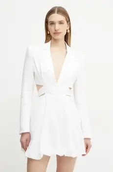 Bardot rochie din in culoarea alb, mini, drept, 59860DB imagine