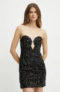 Bardot rochie ELENI culoarea negru, mini, evazati, 58431DB4 imagine