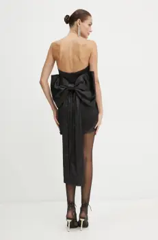 Bardot rochie ELENI culoarea negru, mini, mulata, 59573DB imagine