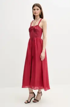 Bardot rochie ESRA culoarea rosu, maxi, evazati, 59237DB imagine