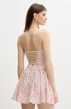 Bardot rochie ESTIE culoarea roz, mini, evazati, 59827DB imagine