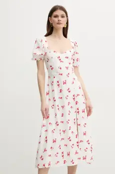 Bardot rochie GILLIAN culoarea alb, midi, evazati, 59235DB imagine