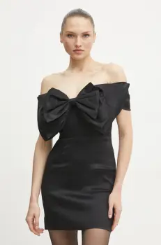 Bardot rochie MINI BOW DRESS culoarea negru, mini, mulata, 54327DB2 imagine