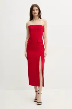 Bardot rochie NIKKI culoarea rosu, midi, mulata, 59728DB imagine