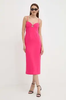 Bardot rochie VIENNA culoarea roz, midi, mulata, 58558DB imagine