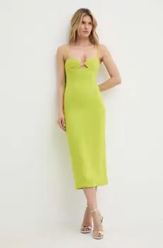 Bardot rochie VIENNA culoarea verde, midi, mulata, 58558DB imagine