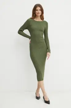 Bardot rochie VIGO culoarea verde, maxi, mulata, 58910DB imagine