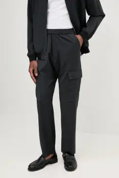 BARENA VENEZIA pantaloni de lana Camicia Mola barbati, culoarea negru, cu fason chinos, PAU5092.478 imagine