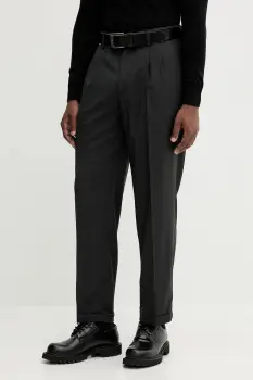 BARENA VENEZIA pantaloni de lana Pantalone Drapier barbati, culoarea negru, drepti PAU5257.478 imagine