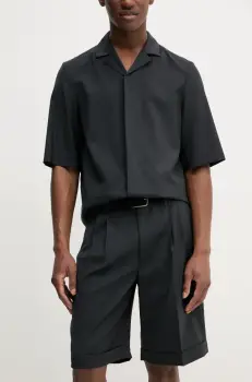 BARENA VENEZIA pantaloni scurti din lana Camicia Mola barbati, culoarea negru, PAU5095.478 imagine