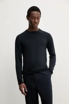 BARENA VENEZIA pulover de lana Camicia Mola barbati, culoarea albastru marin, light, KNU5111.429 imagine