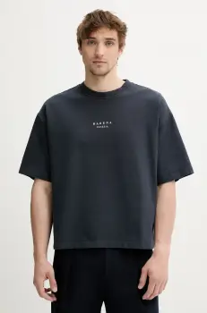 BARENA VENEZIA tricou din bumbac Camicia Mola barbati, culoarea bleumarin, cu imprimeu, TSU5107.2713 imagine