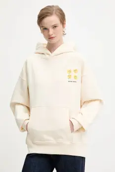 Barrow hanorac de bumbac culoarea bej, cu gluga, cu imprimeu, F5BWUAHS084 imagine