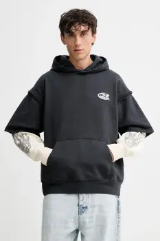 Barrow hanorac de bumbac culoarea gri, cu gluga, cu imprimeu, F5BWUAHS116 imagine