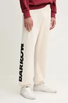 Barrow pantaloni de trening din bumbac culoarea bej, cu imprimeu, F5BWUAFP060 imagine