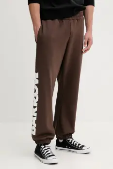 Barrow pantaloni de trening din bumbac culoarea maro, cu imprimeu, F5BWUAFP060 imagine