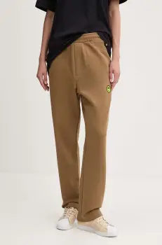 Barrow pantaloni de trening din bumbac culoarea maro, neted, F4BWUAFP140 imagine