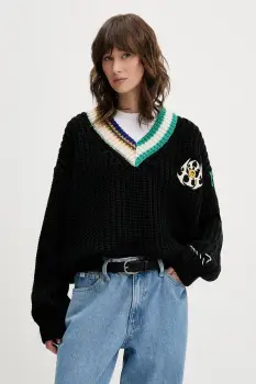 Barrow pulover din amestec de lana culoarea negru, calduros, F5BWWOJP110 imagine